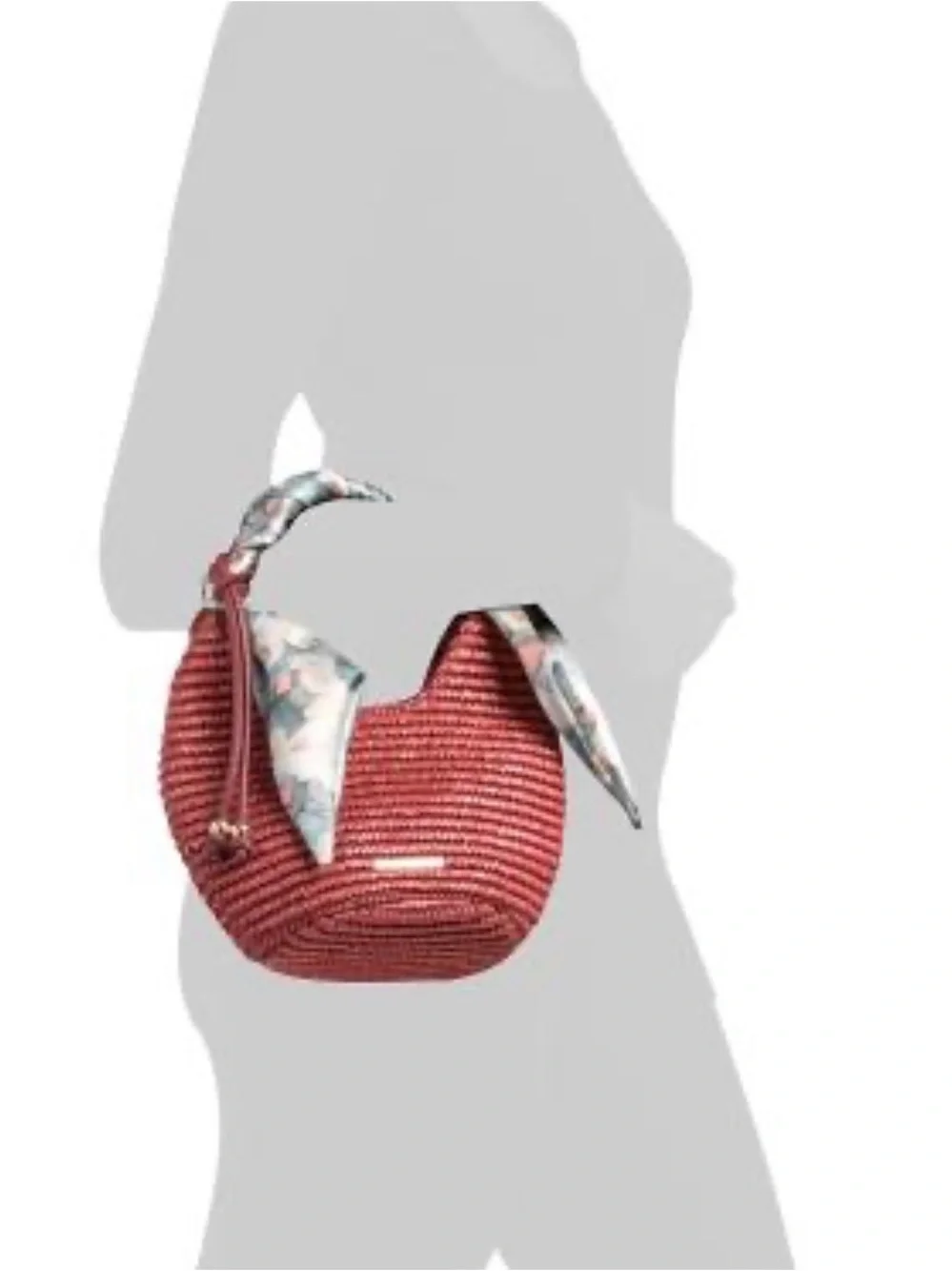 Rachel Zoe Rust Woven Hobo with Printed Scarf Handle